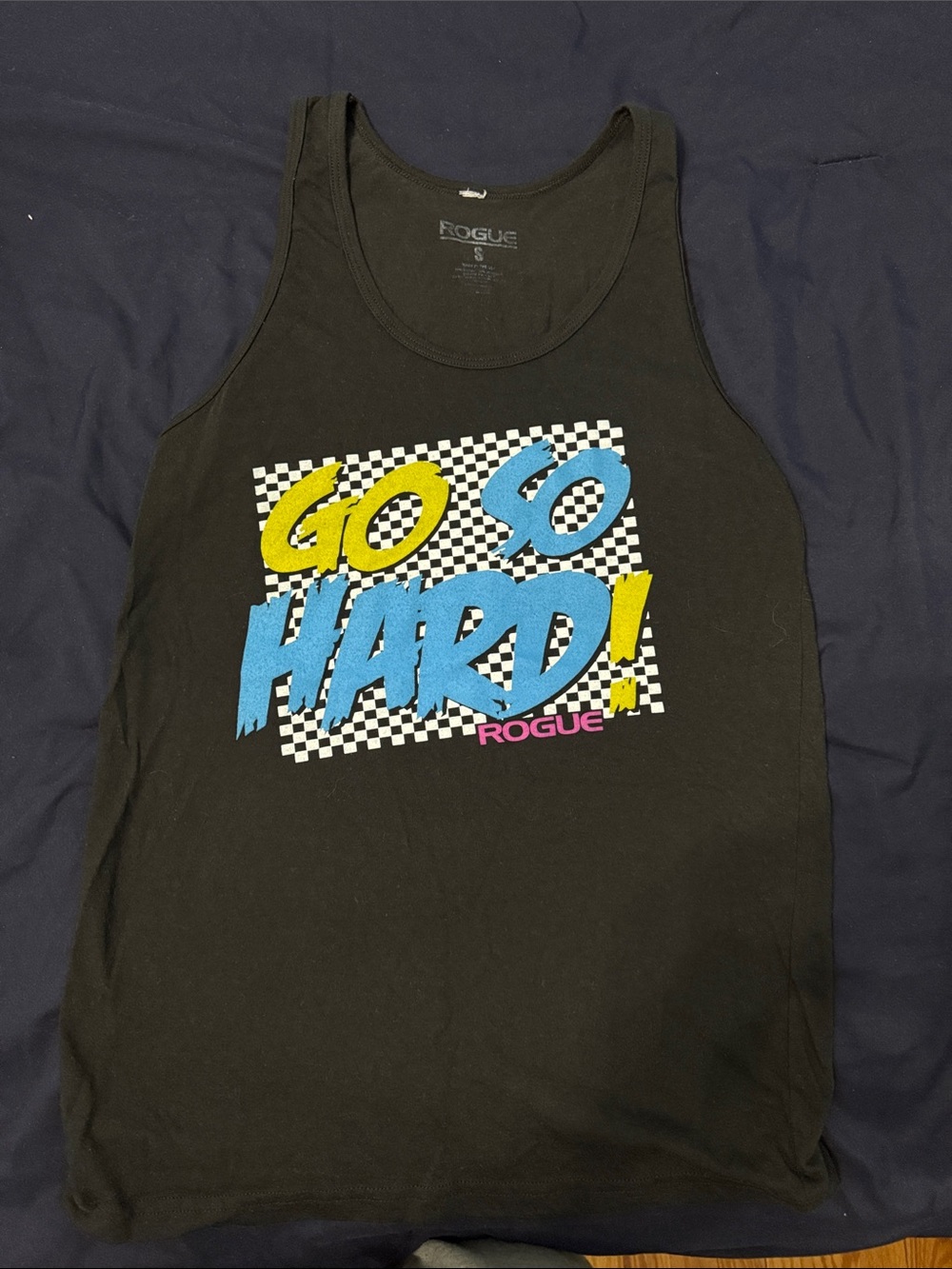 Rogue Black Tank with Blue, Yellow & Pink Graphic
